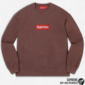 SUPREME BOX LOGO HEAVYWEIGHT CREWNECK SWEATSHIRT IN BROWN FW22 OVERSIZED XL